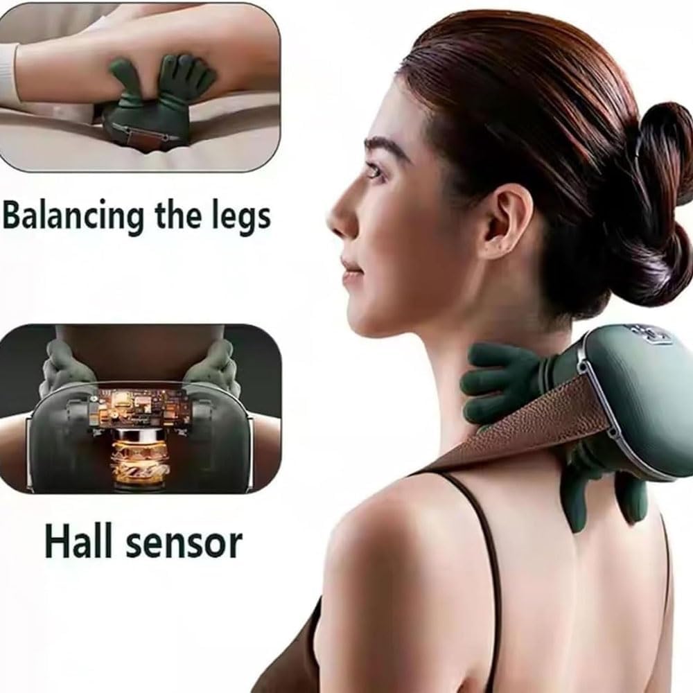 Bionic Heated Massager, Wireless Portable Shiatsu Neck and Back Massager, Electric Deep Tissue 4D Kneading Massage, Simulated Human Hand Design for Pain Relief and Muscle Relax