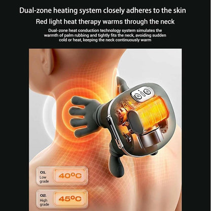 Bionic Heated Massager, Wireless Portable Shiatsu Neck and Back Massager, Electric Deep Tissue 4D Kneading Massage, Simulated Human Hand Design for Pain Relief and Muscle Relax